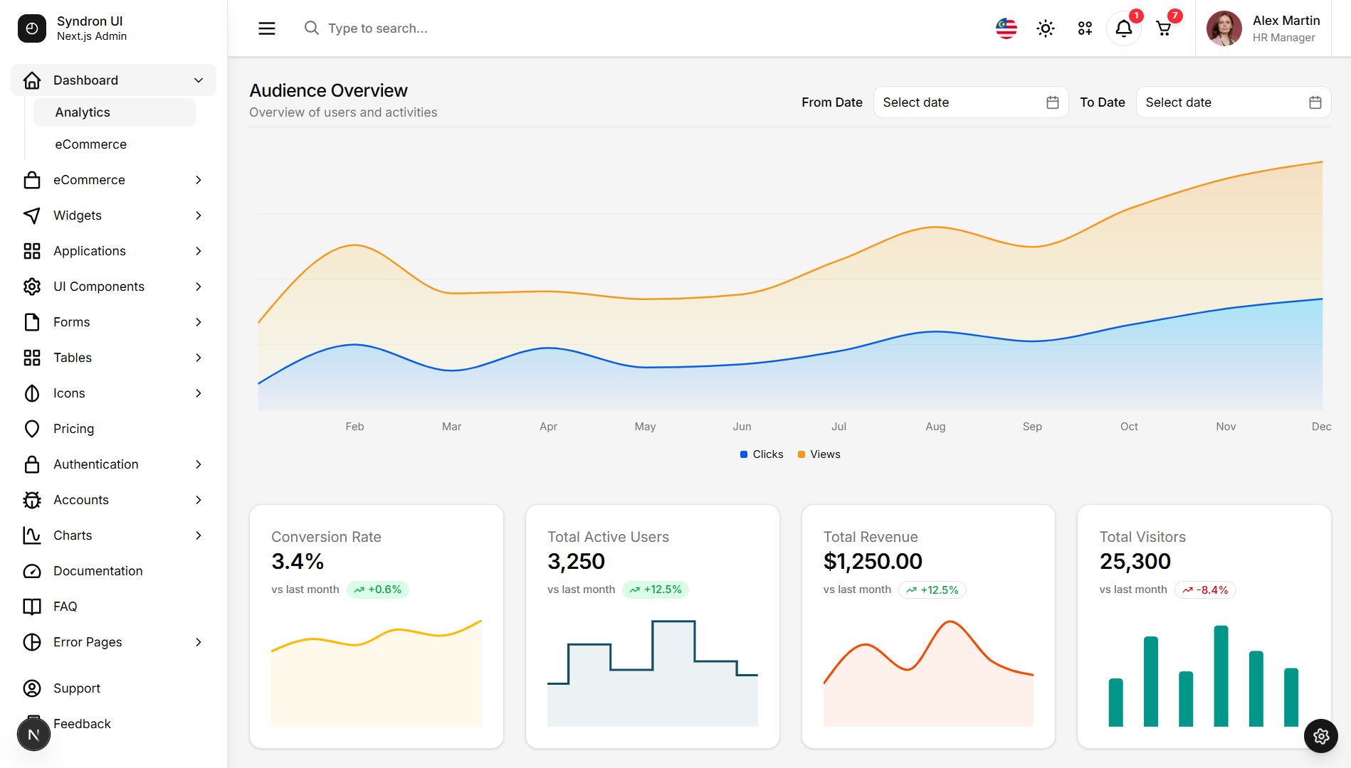Syndron UI Next.js dashboard preview